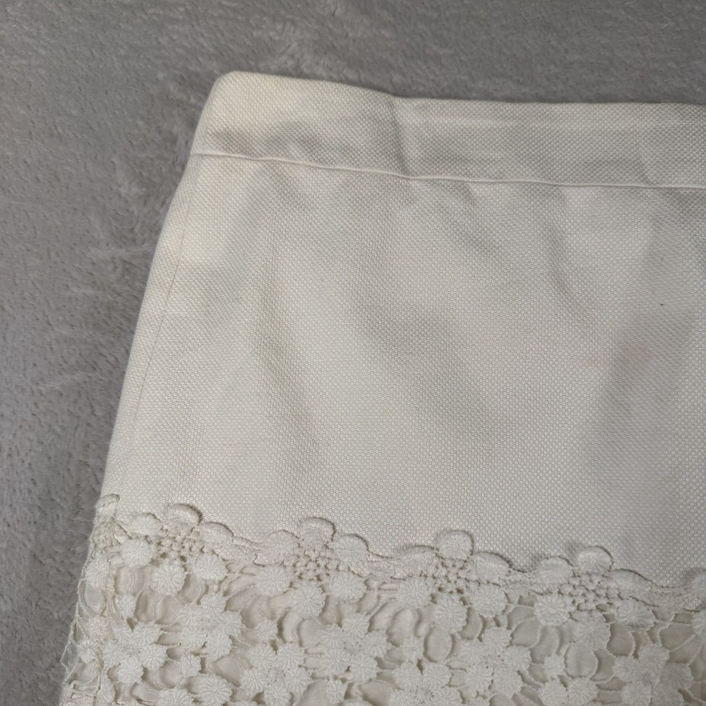 J Crew Ivory Crochet Lace Skirt Womens 4 Lined Cottagecore Feminine - Picture 4 of 13